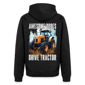 Great Guys Driving Tractor Farmer Farmer Gift - Unisex Premium Organic Zip Hoodie - black - Back - Nico (187cm)