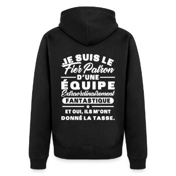 Je suis le fier patron d'une équipe - Veste à capuche bio Premium Unisexe - noir - Dos - Nico (187cm)