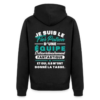 Je suis le fier patron d'une équipe - Veste à capuche bio Premium Unisexe - noir - Dos - Nico (187cm)