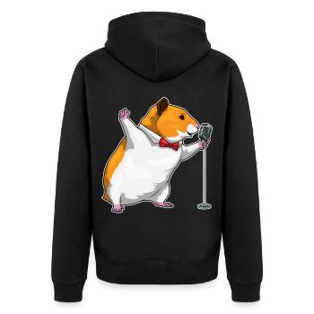 Chanteur de hamster Chant au micro - Veste à capuche bio Premium Unisexe - noir - Dos - Nico (187cm)