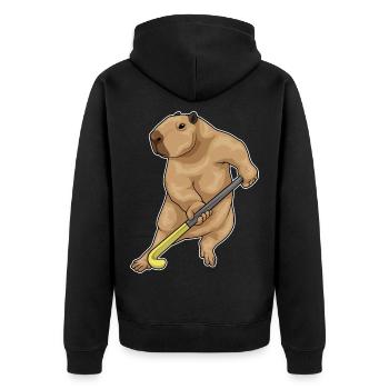Hockey sur gazon de Capybara Stick - Veste à capuche bio Premium Unisexe - noir - Dos - Nico (187cm)