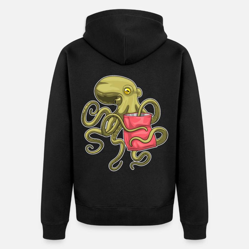Sac de chips Octopus - Veste à capuche bio Premium Unisexe - noir