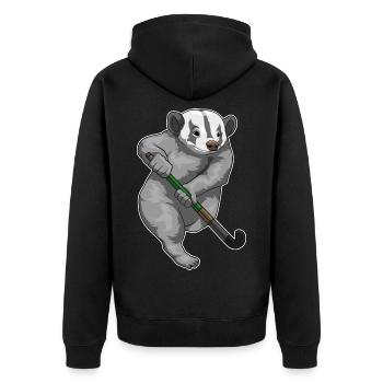 Dachs Feldhockey Feldhockeyschläger - Unisex Premium Bio Zip Hoodie - Schwarz - Hinten - Nico (187cm)