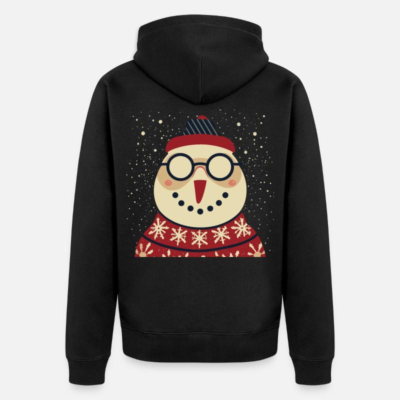 Winter Eulenpullover mit Brille - Unisex Premium Bio Zip Hoodie - Schwarz