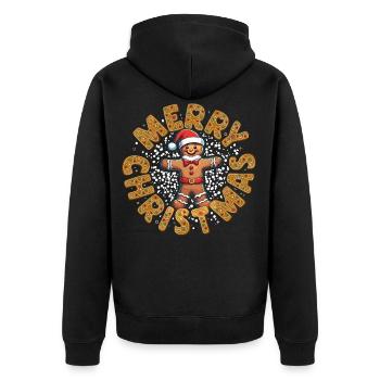 Joyeux Noël Design Graphisme polyvalent des Fêtes - Veste à capuche bio Premium Unisexe - noir - Dos - Nico (187cm)