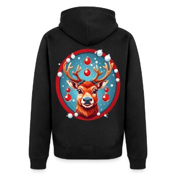 Reindeer with Christmas baubles - Unisex Premium Organic Zip Hoodie - black - Back - Nico (187cm)