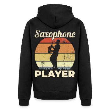 Drôle de saxophoniste - Veste à capuche bio Premium Unisexe - noir - Dos - Nico (187cm)