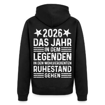 2026 Jahr Legende wohlverdienter Ruhestand Rentner - Unisex Premium Bio Zip Hoodie - Schwarz - Hinten - Nico (187cm)