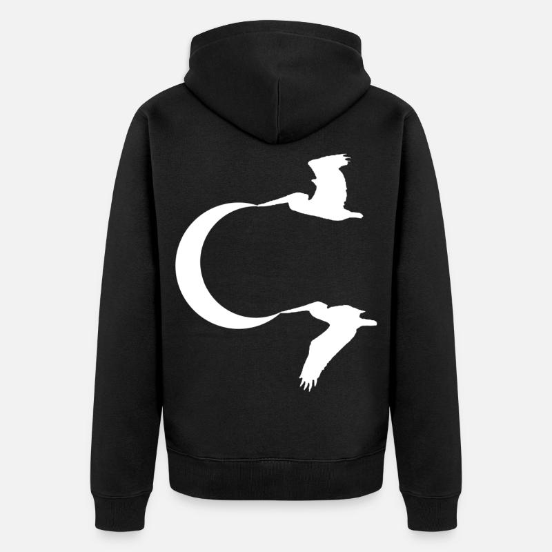 Les oiseaux et la lune - Veste à capuche bio Premium Unisexe - noir