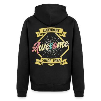 Legendary Awesome since 1984 - Unisex Premium Organic Zip Hoodie - black - Back - Nico (187cm)