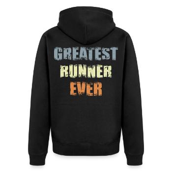 Bester Läufer aller Zeiten - Unisex Premium Bio Zip Hoodie - Schwarz - Hinten - Nico (187cm)
