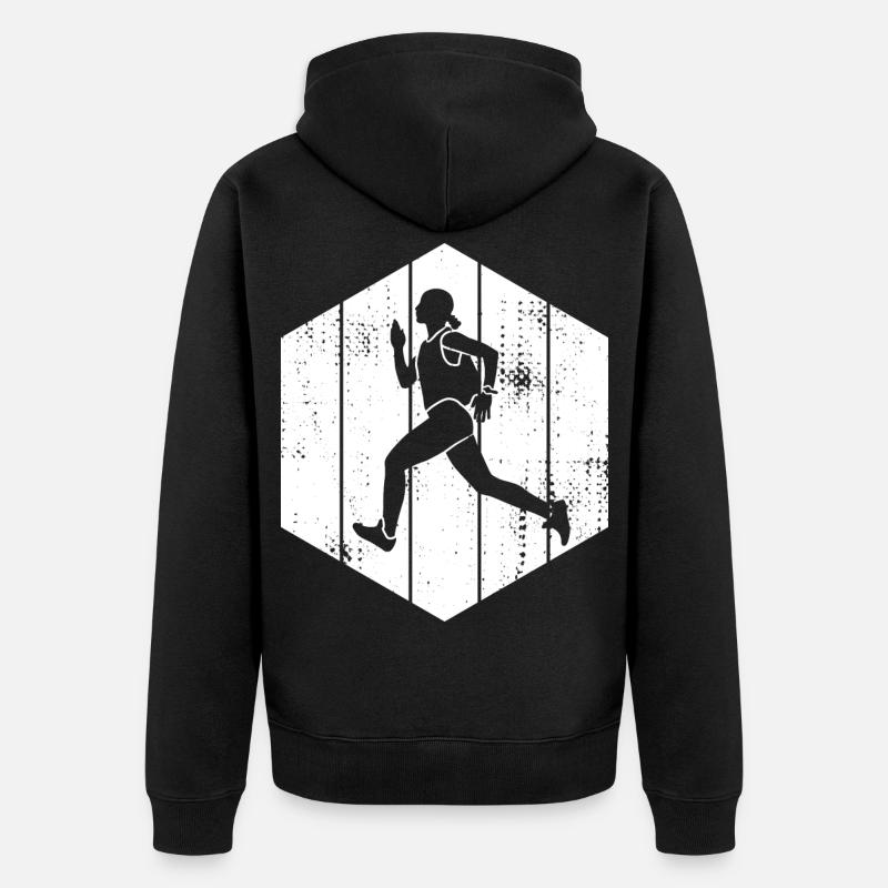 Läufer Mädchen - Unisex Premium Bio Zip Hoodie - Schwarz