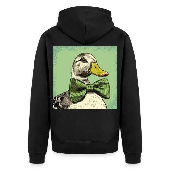Canard avec nœud papillon - Veste à capuche bio Premium Unisexe - noir - Dos - Nico (187cm)