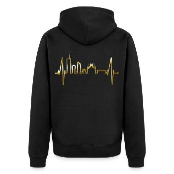 Mailand Skyline Italien Herzschlag Fan Love Milano - Unisex Premium Bio Zip Hoodie - Schwarz - Hinten - Nico (187cm)