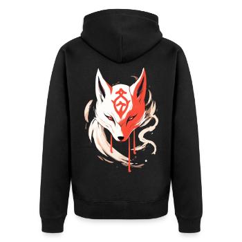 Kitsune Mask Japan Anime Kumiho Fox Samurai - Unisex Premium Organic Zip Hoodie - black - Back - Nico (187cm)