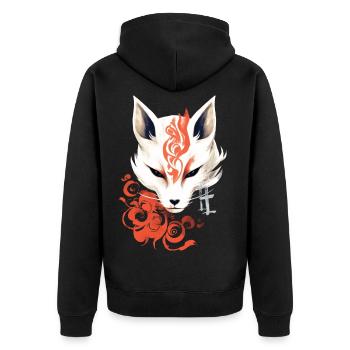 Fox Mask Kumiho Samurai Kitsune Japan Anime - Unisex Premium Organic Zip Hoodie - black - Back - Nico (187cm)