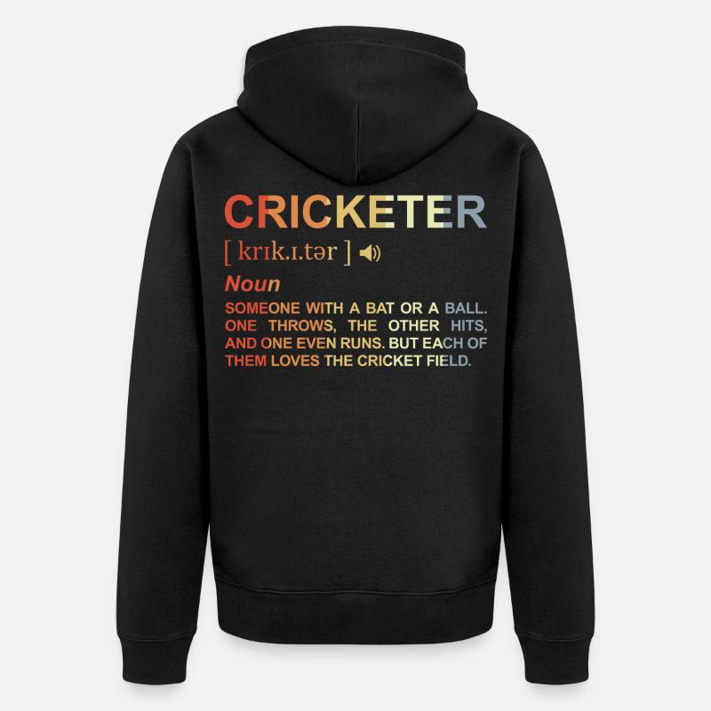 Dictionnaire du joueur de cricket - Veste à capuche bio Premium Unisexe - noir