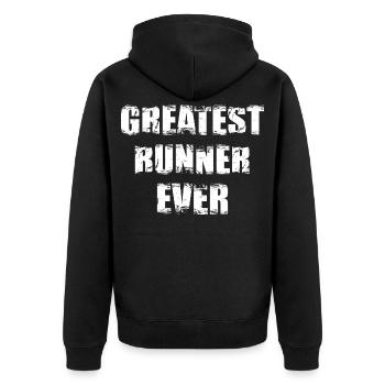 Bester Läufer - Unisex Premium Bio Zip Hoodie - Schwarz - Hinten - Nico (187cm)