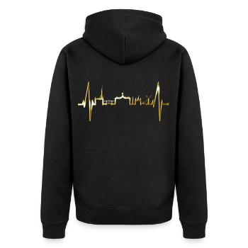 Amsterdam Skyline Pays-Bas Heartbeat Holland - Veste à capuche bio Premium Unisexe - noir - Dos - Nico (187cm)