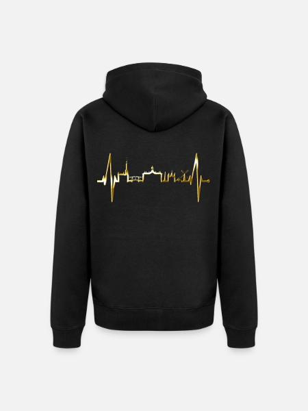 Amsterdam Skyline Netherlands Heartbeat Holland - Unisex Premium Organic Zip Hoodie - black