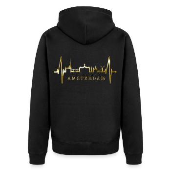 Amsterdam Skyline Pays-Bas Heartbeat Holland - Veste à capuche bio Premium Unisexe - noir - Dos - Nico (187cm)