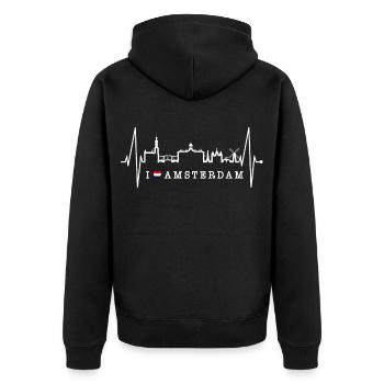 Amsterdam Skyline Pays-Bas Heartbeat Holland - Veste à capuche bio Premium Unisexe - noir - Dos - Nico (187cm)