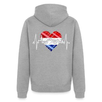 Amsterdam Skyline Niederlande Herzschlag Holland - Unisex Premium Bio Zip Hoodie - Grau meliert - Hinten - Nico (187cm)