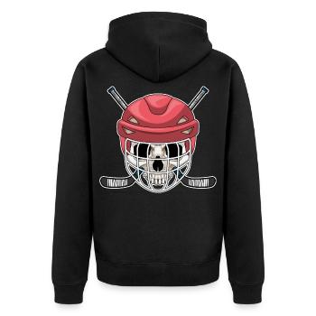 Totenkopf Eishockey Eishockeyschläger - Unisex Premium Bio Zip Hoodie - Schwarz - Hinten - Nico (187cm)
