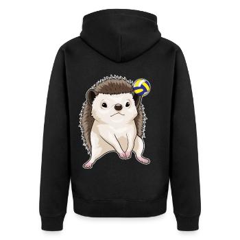 Igel Volleyballspieler Volleyball - Unisex Premium Bio Zip Hoodie - Schwarz - Hinten - Nico (187cm)