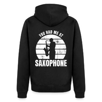 Tu m’as eu au saxophone - Veste à capuche bio Premium Unisexe - noir - Dos - Nico (187cm)