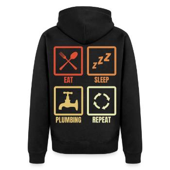 Manger, dormir, plomber, répéter - Veste à capuche bio Premium Unisexe - noir - Dos - Nico (187cm)