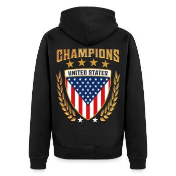 Titre USA Champions Design Gear ameriacan sports - Veste à capuche bio Premium Unisexe - noir - Dos - Nico (187cm)