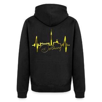 Dortmund Skyline Herzschlag Stadion Fan Dortmunder - Unisex Premium Bio Zip Hoodie - Schwarz - Hinten - Nico (187cm)