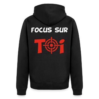 Focus sur toi (blanc) - Veste à capuche bio Premium Unisexe - noir - Dos - Nico (187cm)