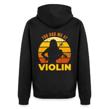 Tu m’as eu au violon - Veste à capuche bio Premium Unisexe - noir - Dos - Nico (187cm)