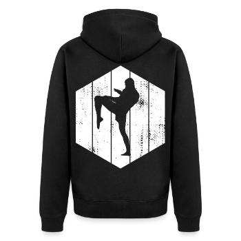Dessin de kickboxeur - Veste à capuche bio Premium Unisexe - noir - Dos - Nico (187cm)