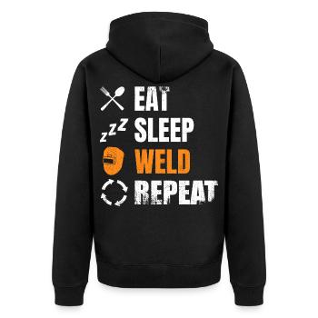 Manger, dormir, souder, répéter - Veste à capuche bio Premium Unisexe - noir - Dos - Nico (187cm)