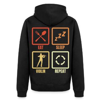 Eat Sleep Violin Repeat - Unisex Premium Organic Zip Hoodie - black - Back - Nico (187cm)