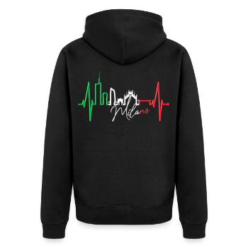 Mailand Skyline Italien Herzschlag Fan Love Milano - Unisex Premium Bio Zip Hoodie - Schwarz - Hinten - Nico (187cm)