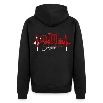 Singapour Skyline Heartbeat Asie J’aime Singapour - Veste à capuche bio Premium Unisexe - noir - Dos - Nico (187cm)