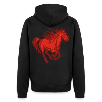 Demonic Horse - Unisex Premium Organic Zip Hoodie - black - Back - Nico (187cm)