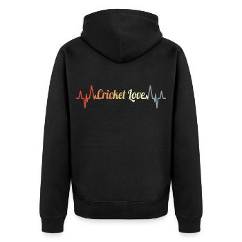 Cricket Liebe Herzklopfen - Unisex Premium Bio Zip Hoodie - Schwarz - Hinten - Nico (187cm)