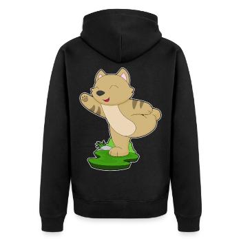 Chat Yoga Fitness Gymnastique - Veste à capuche bio Premium Unisexe - noir - Dos - Nico (187cm)