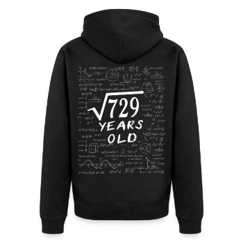 27. Geburtstag 27 Jahre Quadratwurzel aus 729 - Unisex Premium Bio Zip Hoodie - Schwarz - Hinten - Nico (187cm)