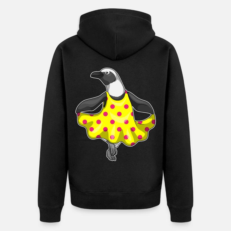 Robe Pingouin à Pois - Veste à capuche bio Premium Unisexe - noir