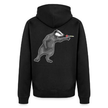 Dachs Dart Dartpfeil - Unisex Premium Bio Zip Hoodie - Schwarz - Hinten - Nico (187cm)