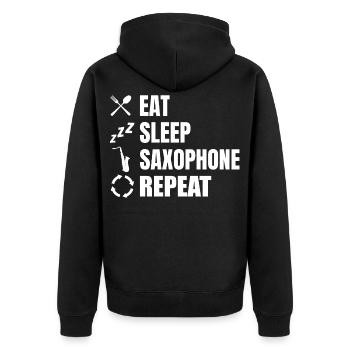 Eat Sleep Saxophone Répéter - Veste à capuche bio Premium Unisexe - noir - Dos - Nico (187cm)