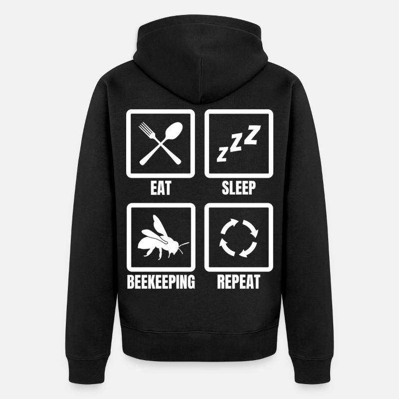 Manger Sommeil Apiculture Répéter - Veste à capuche bio Premium Unisexe - noir