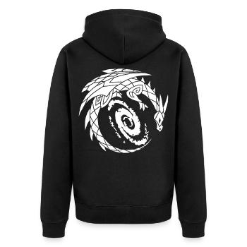 Galaktischer Drache - Unisex Premium Bio Zip Hoodie - Schwarz - Hinten - Nico (187cm)