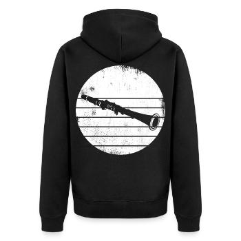Klarinette Skizze - Unisex Premium Bio Zip Hoodie - Schwarz - Hinten - Nico (187cm)